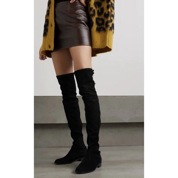 Stuart Weitzman Black Over-The-Knee Lowland Boots Size 8.5 Blogger Favorite - Picture 1 of 11